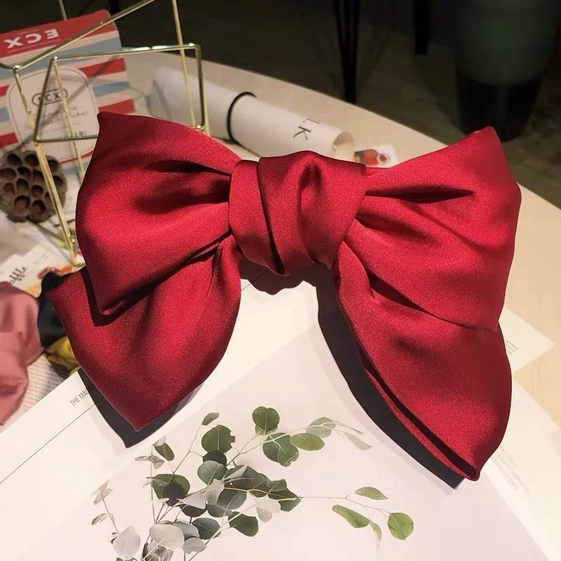Elegant Solid Color Bow Hair Clip - Stylish Ribbon Accessory