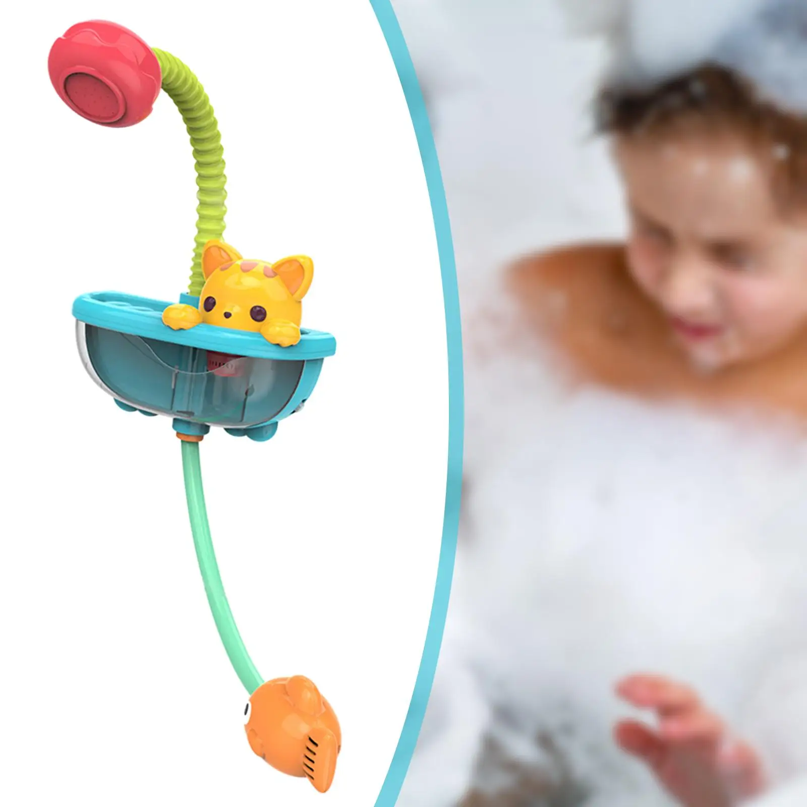 

Electric Kitten Baby Shower Head and Suction Cup, Cute Water Spray Shower Summer Toy Gifts