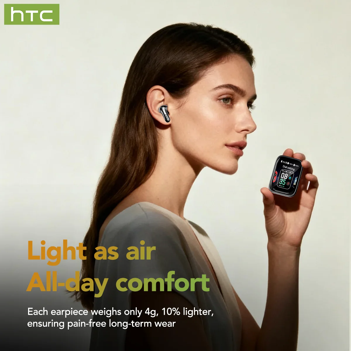 Auricolari Wireless In-Ear HTC NE48 con Qualità Audio Surround, Vestibilità Confortevole, Cuffie Sportive Bluetooth per Android iOS Laptop - Image 5