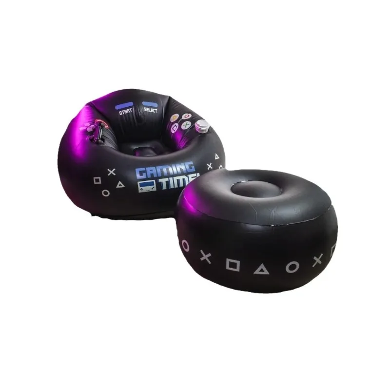 Set di Sedie Gonfiabili da Gaming, Poltrona Lounge, Divano Pigro in PVC Floccato, Sedia Pieghevole con Schienale, Divano per Camera da Letto - immagine 5