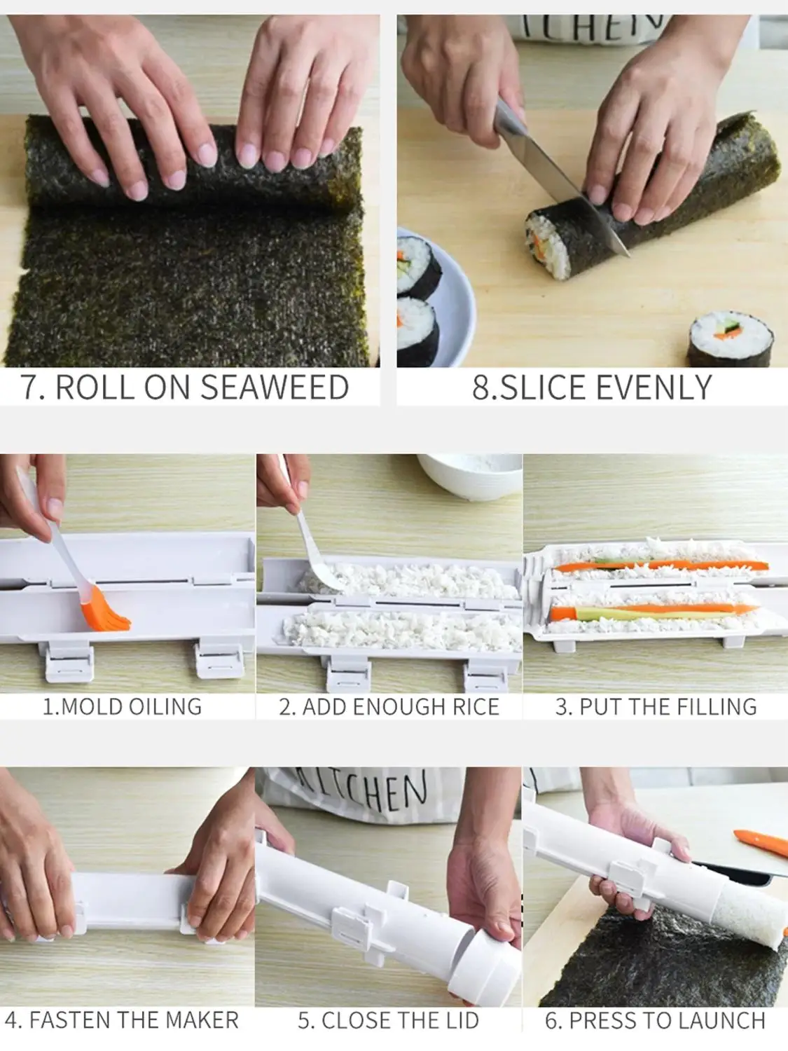 Quick Sushi Maker Roller Rice Mold Vegetable Meat Rolling Gadgets DIY Sushi  Device Making Machine Kitchen Ware Sushi Maker Mold - AliExpress