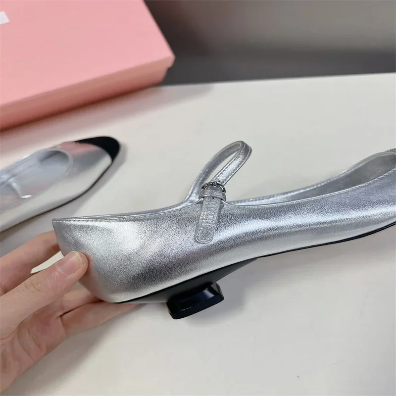 The new 2024 autumn lady shallow-mouthed Mary Jane matching bottom with round-headed French single shoes