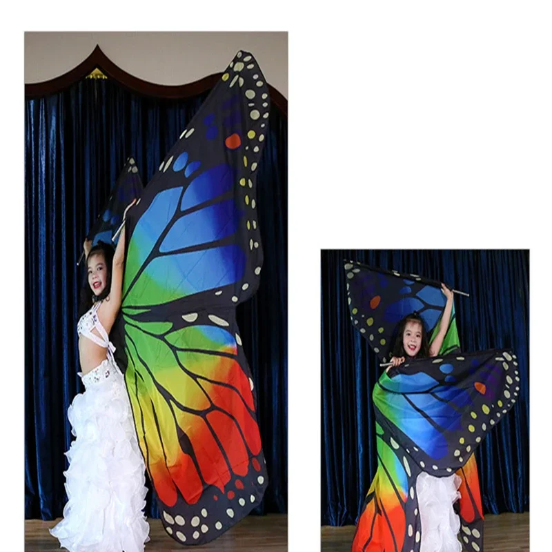 

Belly dance adult double-sided color butterfly wings show costume props women show dance clothes seven color wings send sticks