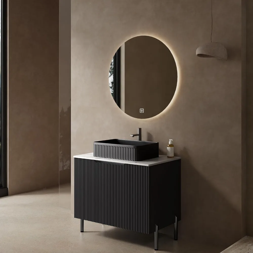 30" Bathroom Vanity with Sink, Freestanding Bathroom Storage Cabinet Ceramic Basin and Carrara Sintered Stone Counter Top 6