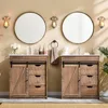 Farmhouse Bathroom Vanity with Sink, Bathroom Vanity Sliding Barn Door, Modern Bathroom Cabinet w/3 Drawers & Adjustable Shelves 1