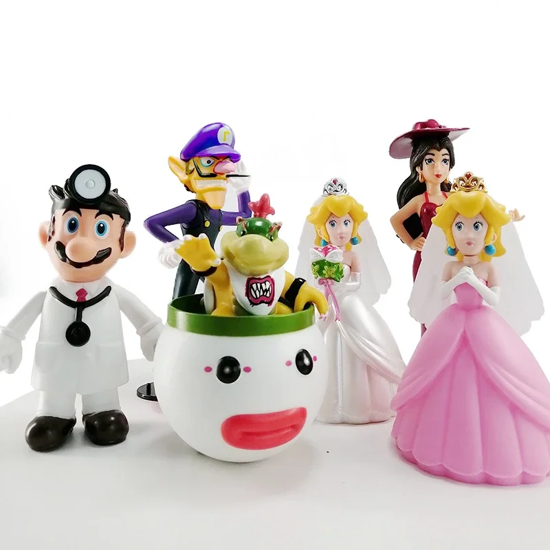 Super Mario Bros Prince Bowser Princess Peach Pvc Action Figures Giocattoli Burattini Da Collezione Modello Giocattoli Per Bambini Regali Di Compleann