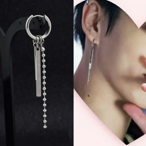 Kpop Punk Quaste Kette Ohrringe Für Männer Frauen Edelstahl Metall Bar Anhänger Geometrische Ohrringe Party Hip Hop Schmuck – Detail 18