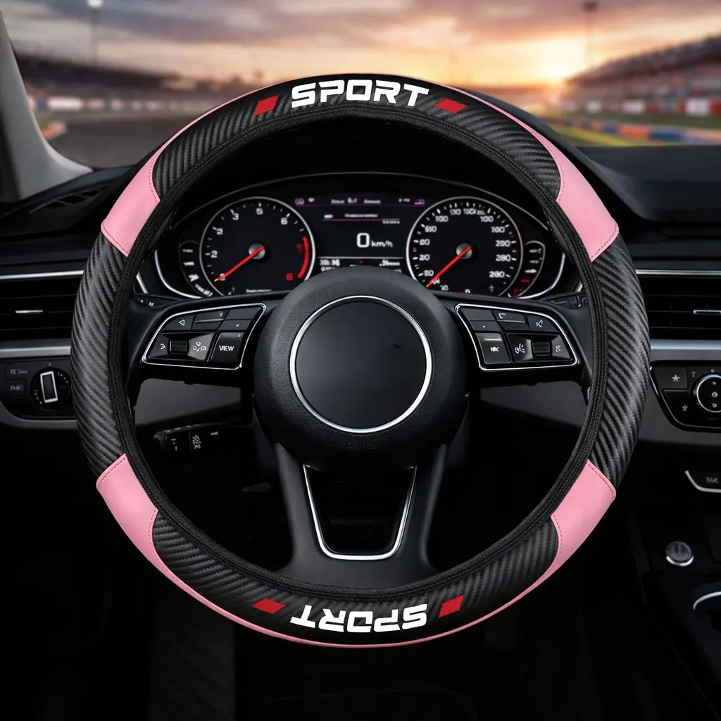 Carbon Sport Breathable Non-Slip Steering Wheel Cover - Soft Grip Protector