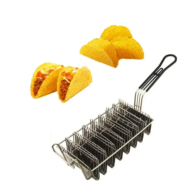 Taco Frying Basket With 4 Slots Deep Fryer Taco Holder with Grip Handle  Kitchen Cooking Tool