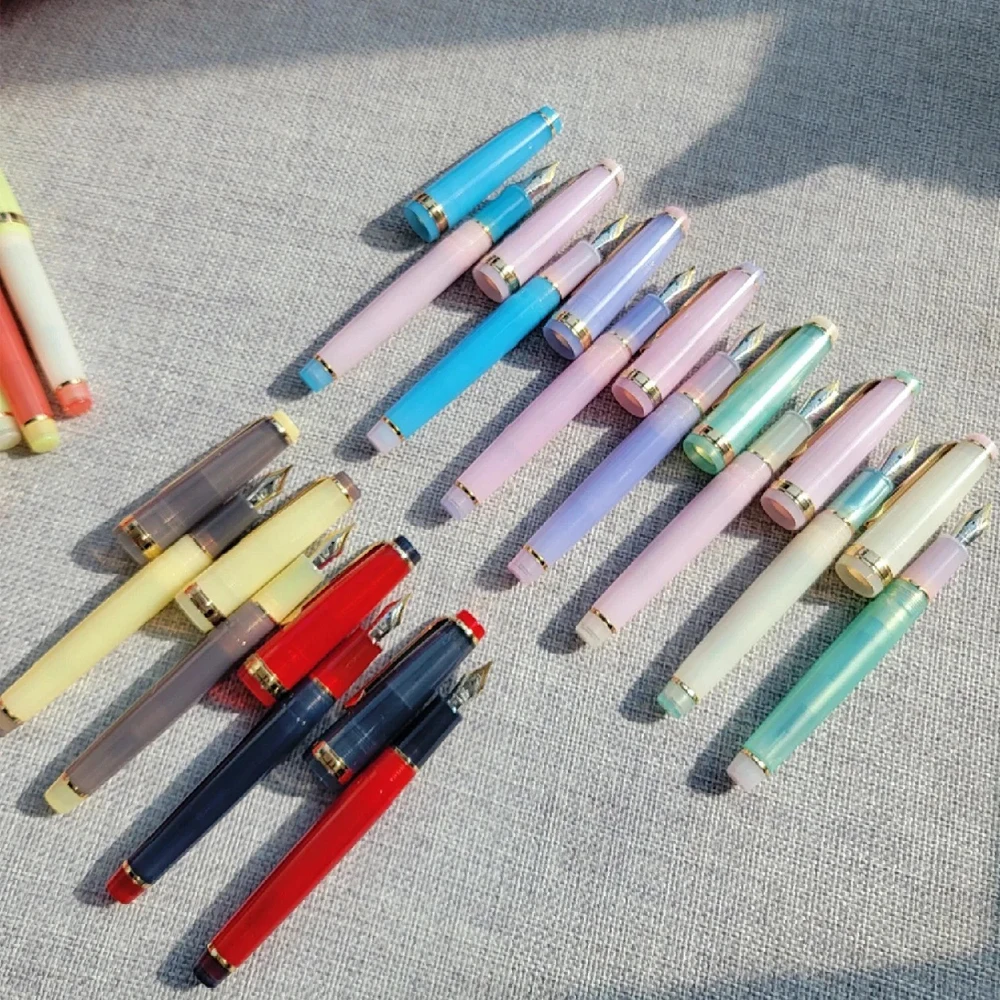 Creative Jinhao 82 Fountain Pen Customized Mixed Macaron Color Acrylic EF/F/M/Bent Nib Golden Trim with Converter Writing Pen