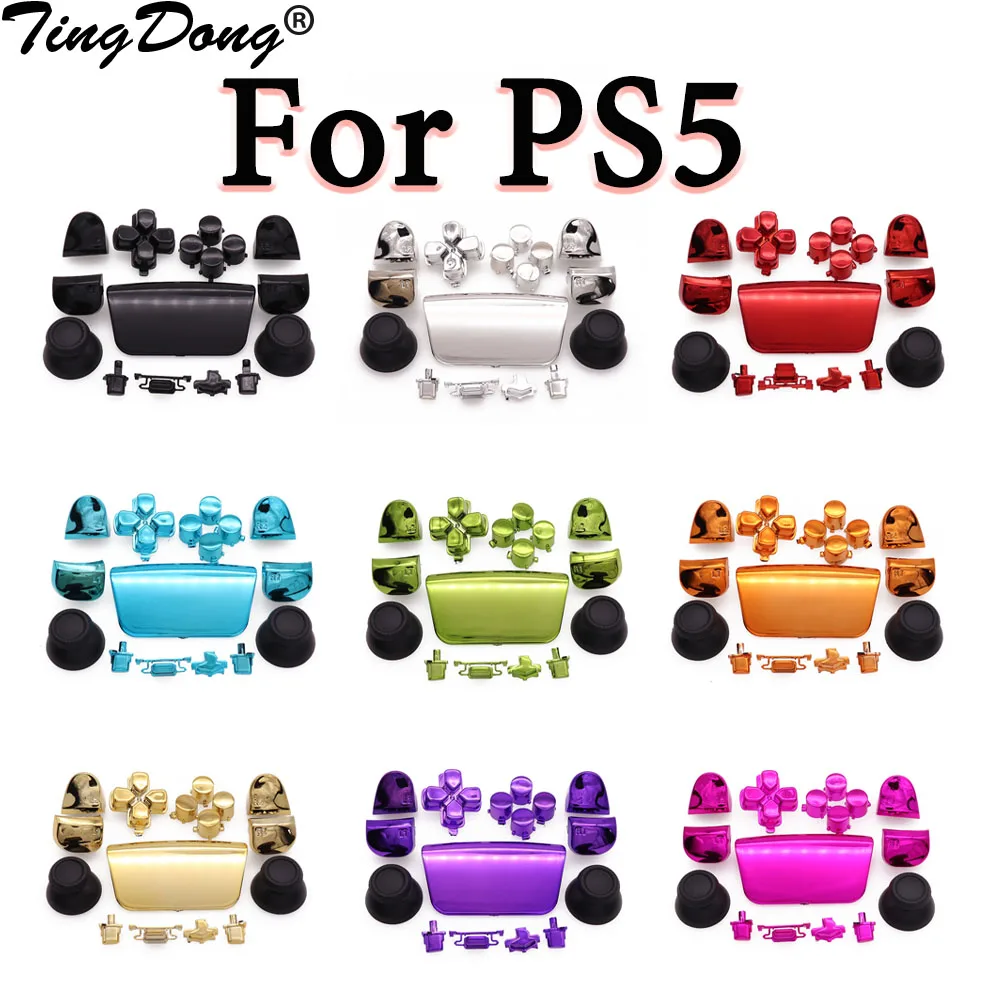 Pulsanti Cromati Set Completo Per Impugnatura Ps5 Levette Joystick Cap L1 R1 L2 R2 Pulsante D-Pad Per Controller Ps5