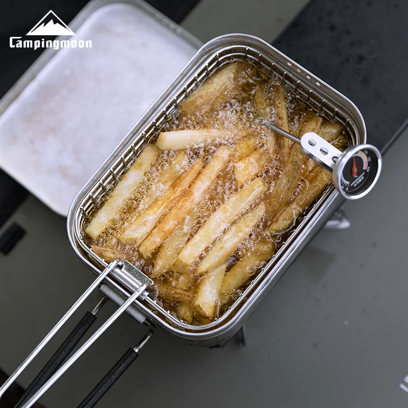 CAMPINGMOO Folding Stainless Steel Fry Basket – Outdoor Picnic Lunch Box 4