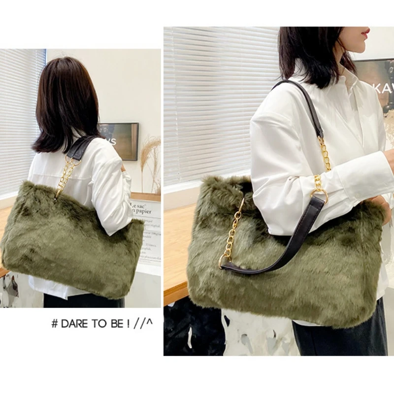 

Retro Leopard Print Bags For Women 2022 Soft Plush Shoulder Bags Female Large Capacity Travel Bag Winter Warm Fluffy Totes
