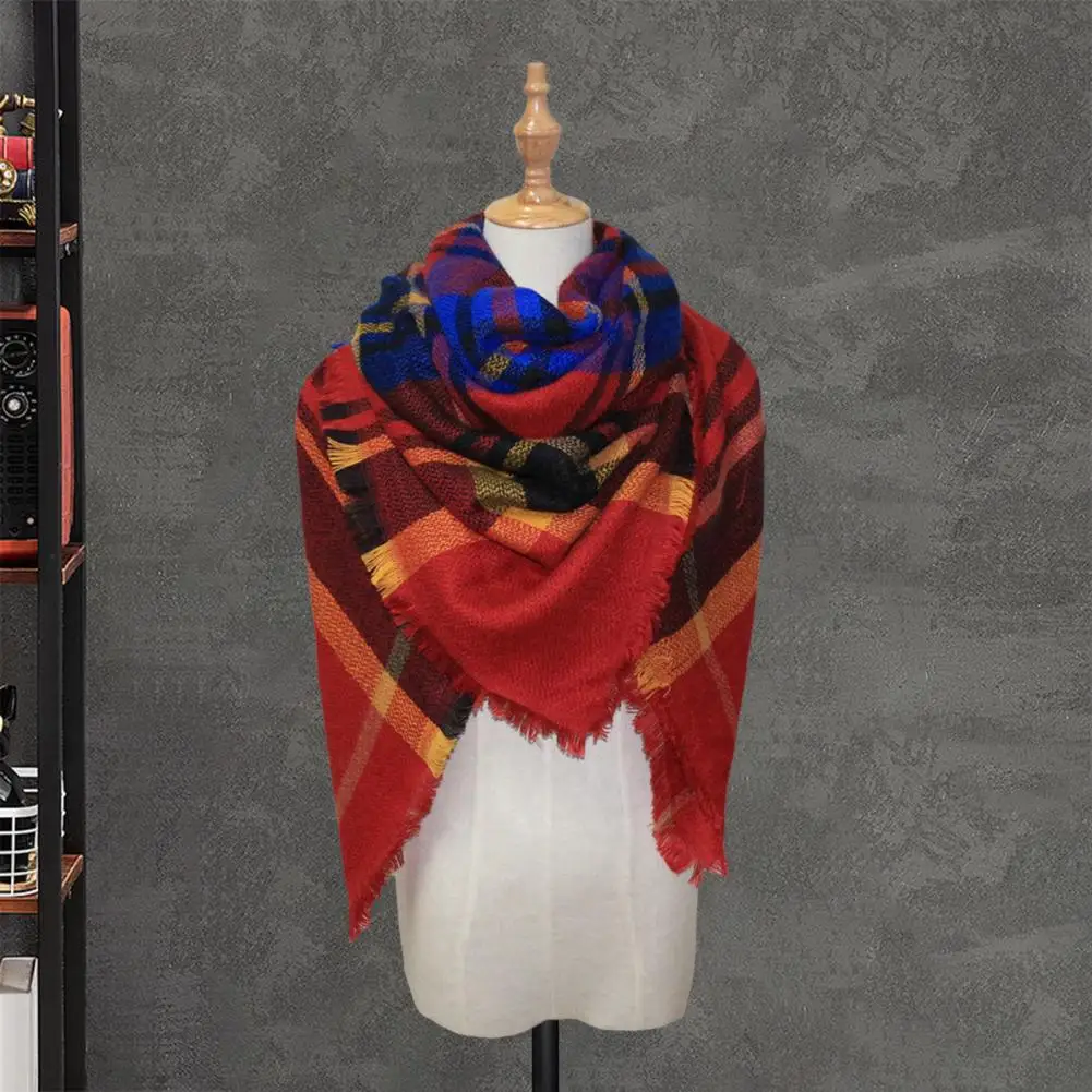 

Fashionable Polyester Scarf Stylish Women's Winter Scarf with Color Block Knitted Design Thick Warm Soft Material for Cold