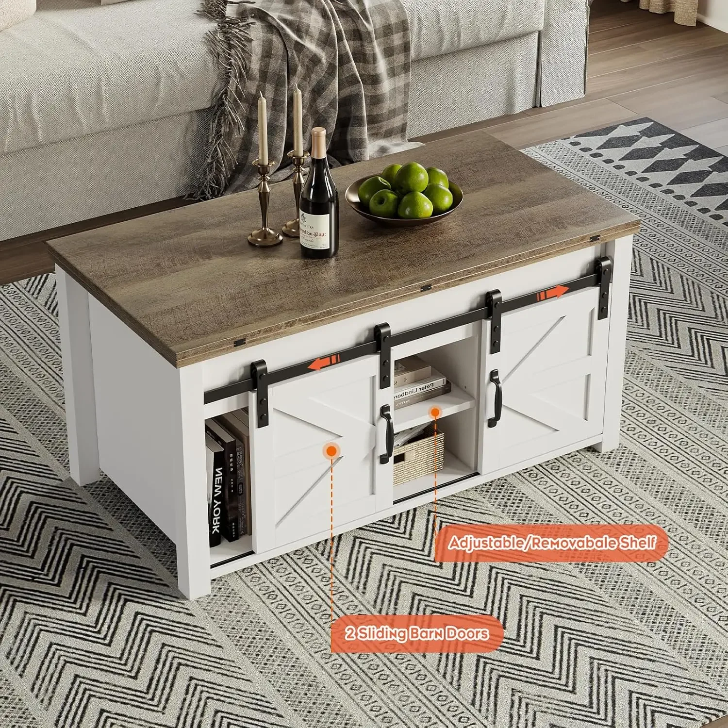 Coffee Table Lift Top, 4 in 1 Multi-Function Convertible Coffee Table with Hidden Compartment 5