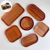 Tableware Dessert Tray Walnut Color Japanese Wood Tray Breakfast Bread Tray INS Creative Tea Saucer Coasters Coffee Coasters 1
