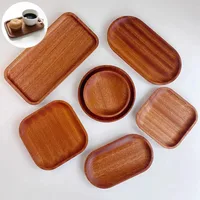 Tableware Dessert Tray Walnut Color Japanese Wood Tray Breakfast Bread Tray INS Creative Tea Saucer Coasters Coffee Coasters 1