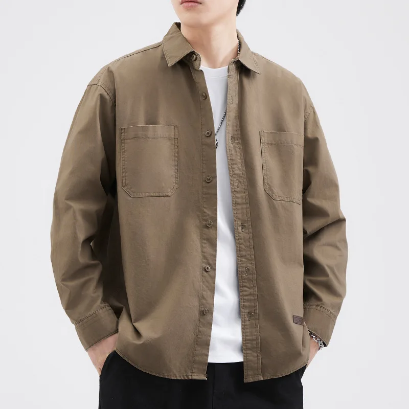 

Рубашка мужская свободного покроя, хлопок, винтажная Повседневная, большие размеры, осень