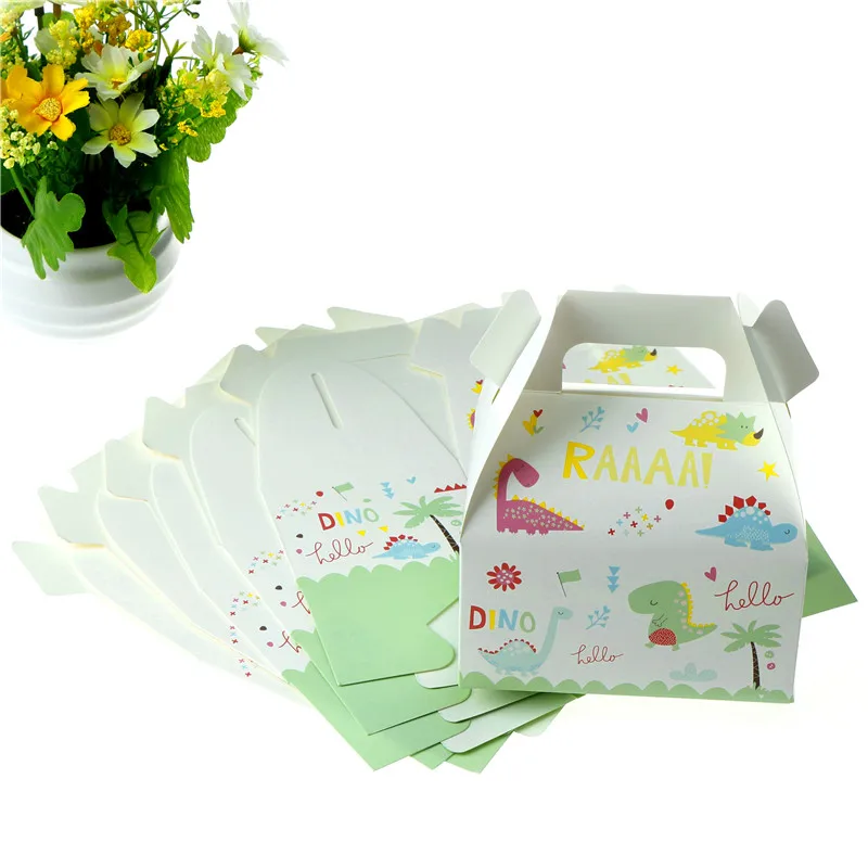 6pcs Dinosaur Candy Box Cake Box Gift Bags for Kids Birthday Party Decoration