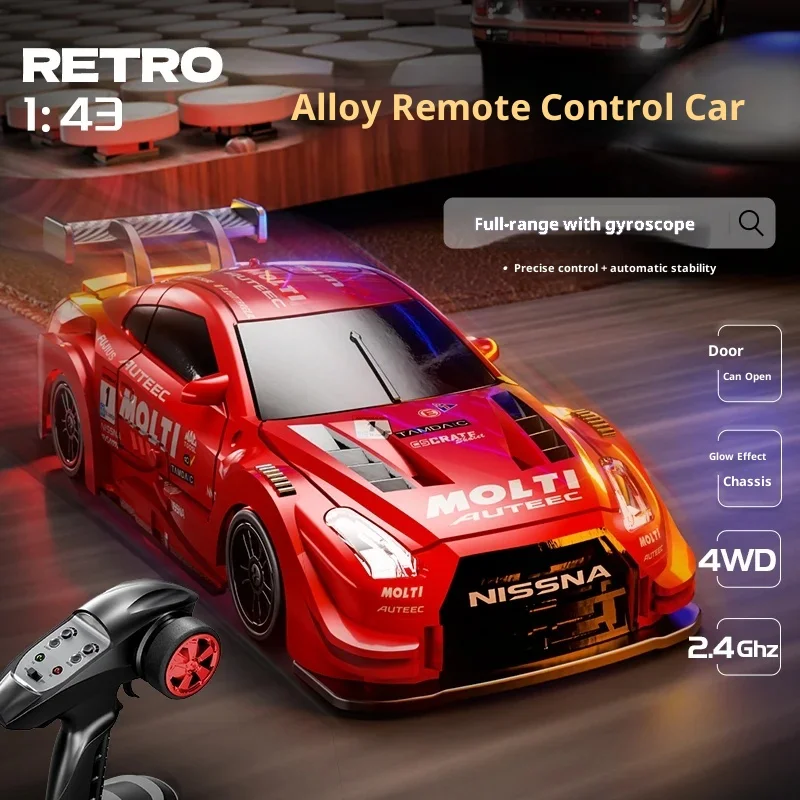 Châssis de la voiture RC électrique 1/10 4WD montrant la suspension et les pneus tout terrain