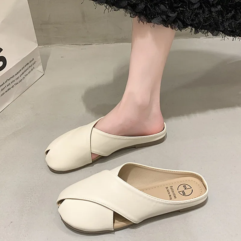 

2024 Women Mules Flats Slippers Shoes New Slingback Casual Walking Shoes Designer Summer Trend Outdoor Sandal Zapatillas Female