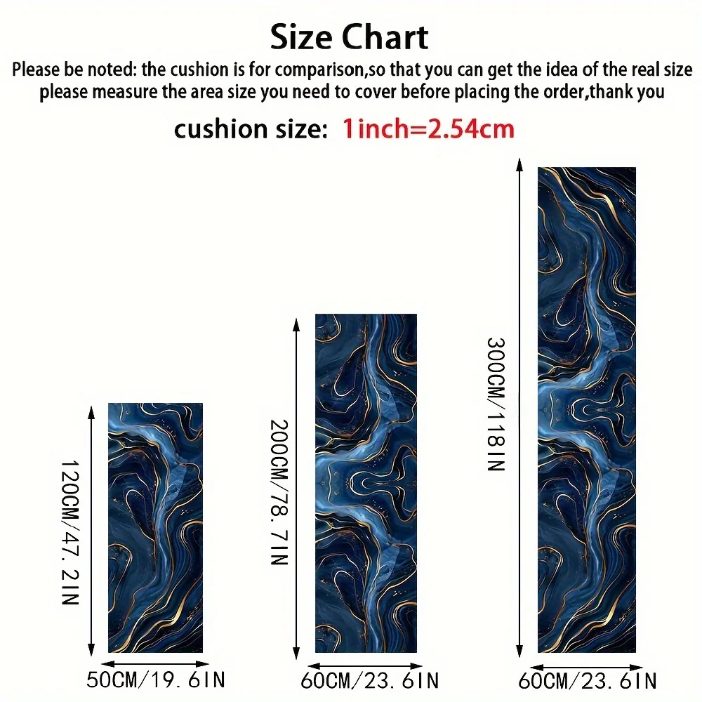 VIKAMA Läuferteppich, langer Teppich, hochwertige blaue Bodenmatte, Flurteppich, Küchenteppich, Wohnzimmerteppich, Schlafzimmerteppich, Heimdekoration