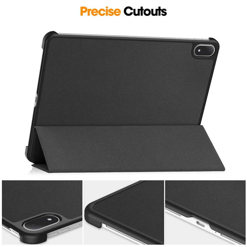 Premium Tri-Folding Magnetic PU Leather Stand Case, Hard Back Smart Shell, 13.2 Inch Tablet Cover
