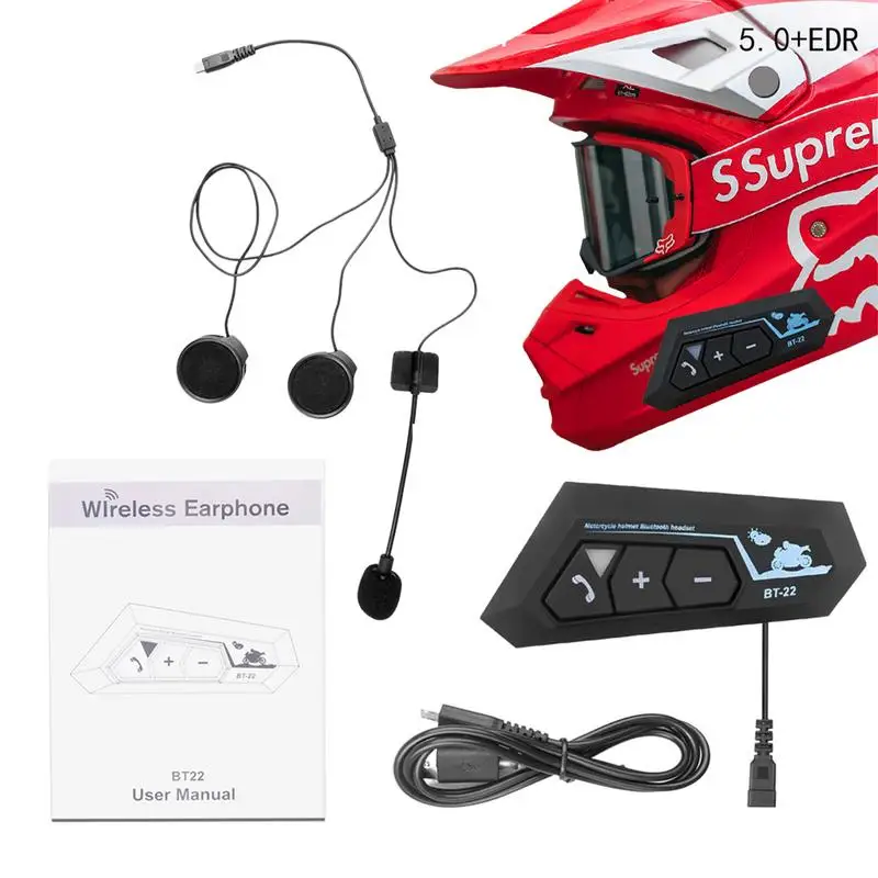 

Motorcycle Wireless Helmets Headset BT. 5.0 Waterproof Helmets Headphone Waterproof Microphone Sound System Hands-free Calling