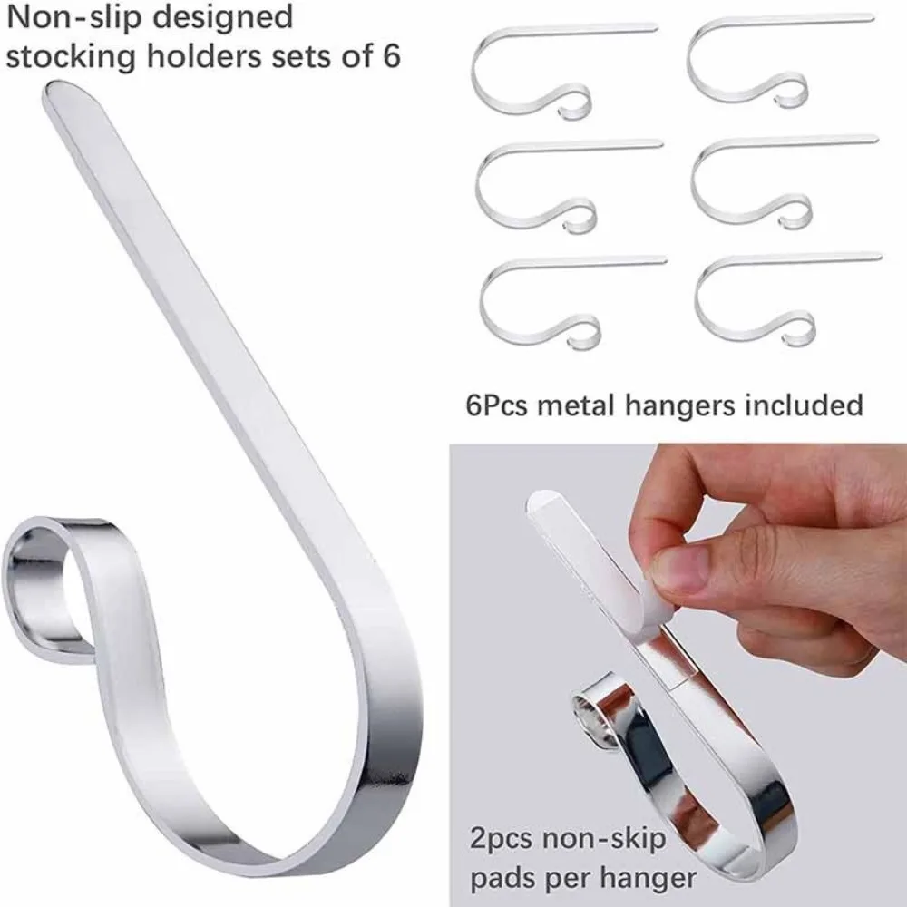 New Clip Christmas Stocking Holders Set Metal Christmas Stocking Hangers Home Practical Mantel Hangers
