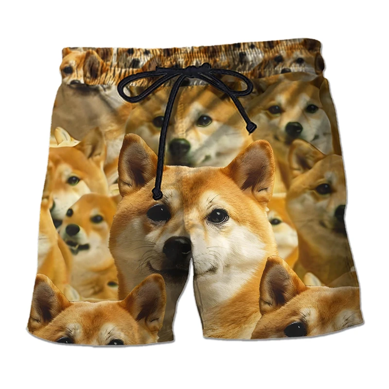 Funny Shiba Inu Graphic Beach Short Fashion Summer 3D Cute Dog Printed Holiday Vacation Swim Trunks Loose Streetwear Short Pants 2