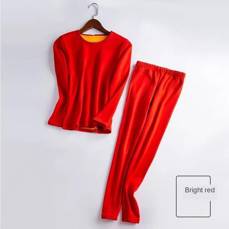 Women's Thermal Underwear Set Cotton Thickened Plus Size Bottomed Warm Shirt Autumn Winter Clothes Trousers Long Johns For Women