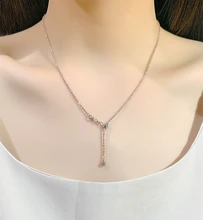  IFASHION Diamond Chain Necklace 18K Gold Import Solid Yellow Real Gold Jewelry(AU750)For Women Geometric Fashion Lady Weddings 