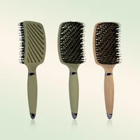 Peigne démêlant en poils de sanglier, brosse à cheveux ajourée, antistatique, Massage du cuir chevelu, outils de coiffure pour Salon de coiffure, cadeau, 1 pièce 1