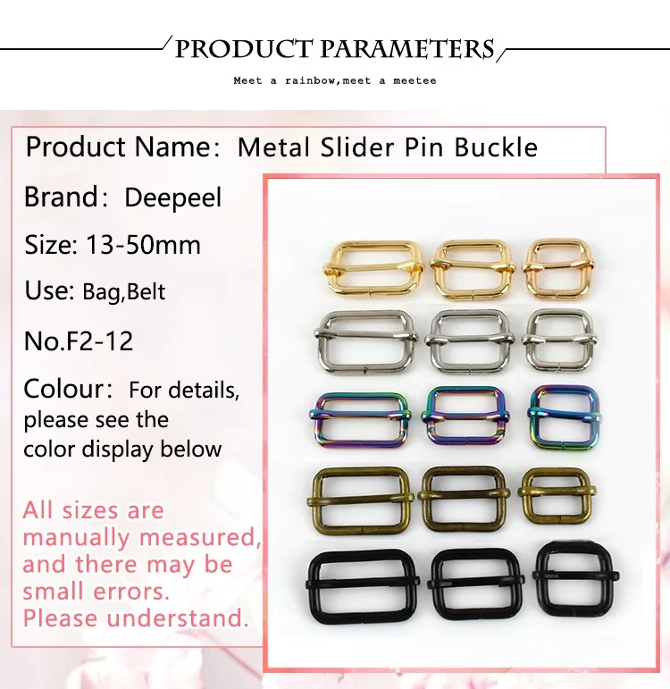 5Pcs 13-50mm Metal Tri-glide Slider Buckle Roller Pin Clasp for Handbag Strap  Belt Adjust Buckles DIY Hardware Bag Accessories