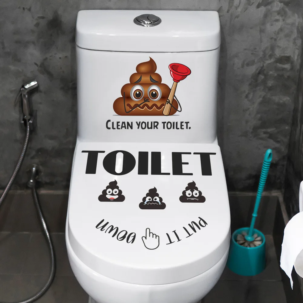 C17# Octopus Cartoon Cat Funny Expression Animal Toilet Bathroom Toilet Cover Sticker Wall Stickers Wc For Home Decoration vinyl stickers toilet stickers toilet wall stickers toilet seat stickers