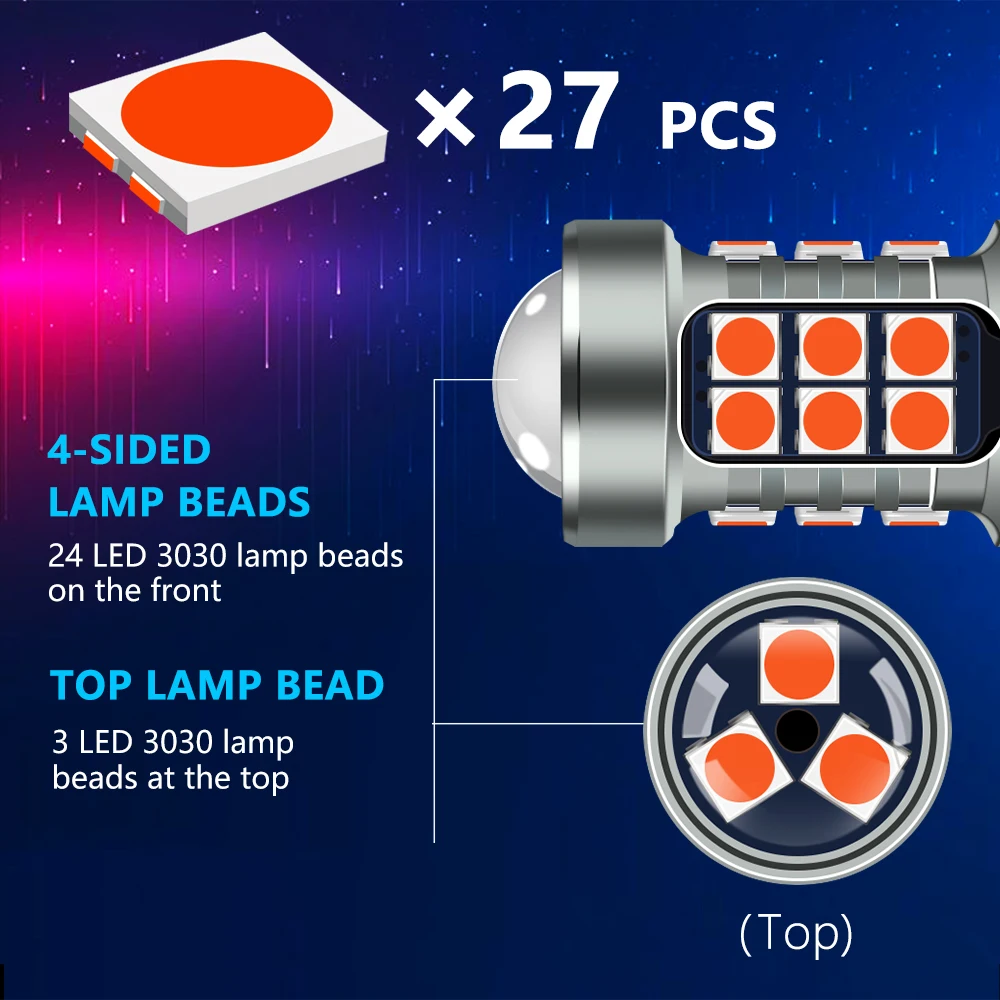  1157 1156 T20 W21W LED Ʈκ, 5 ȸ  ,   ,  õ, 27SMD 극ũ , , 2 