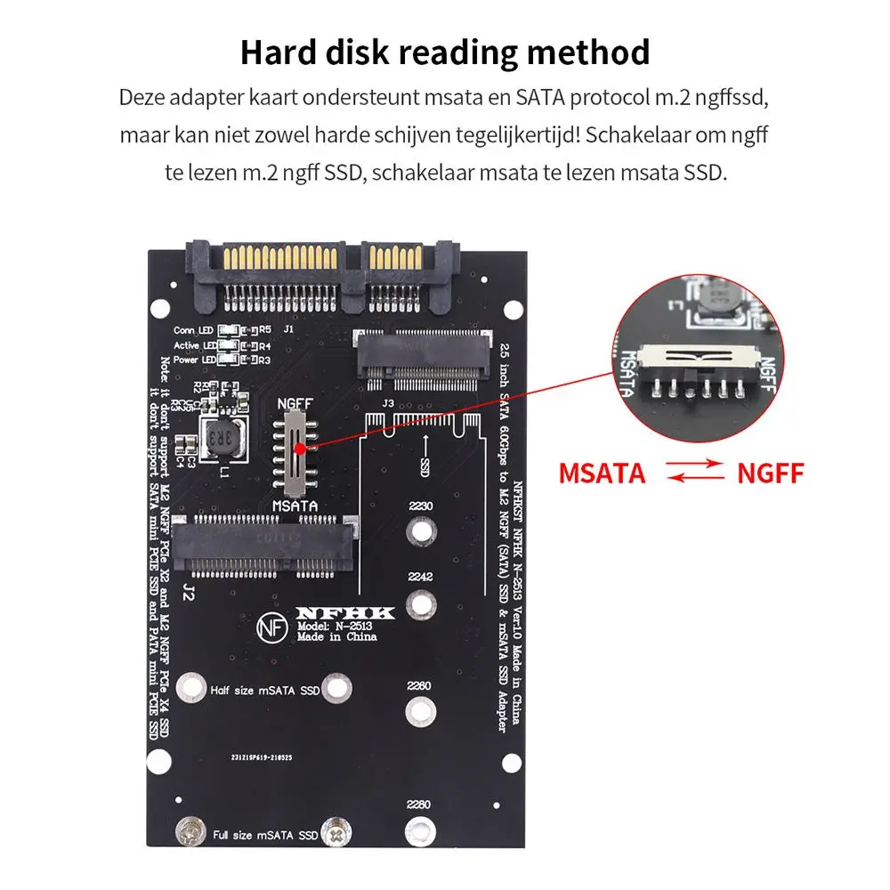 ǰ 6.0Gbps   2.5 ġ SATA-M2 NGFF ȯ ī  ÷Ʈ, M.2 MSATA-SATA