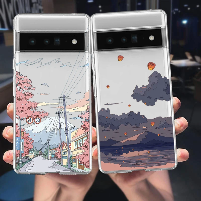 Anime Landscape Clear Phone Case - Scenic Design Cover