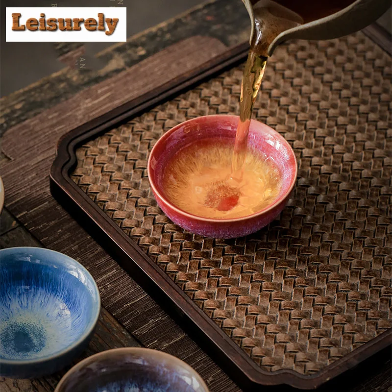 1pcs 45ml Ceramic Tea Bowl China Kiln Change Porcelain Meditation Cup Kung Fu Tea Cups Pottery Mugs Jianzhan Drinkware Wholesale