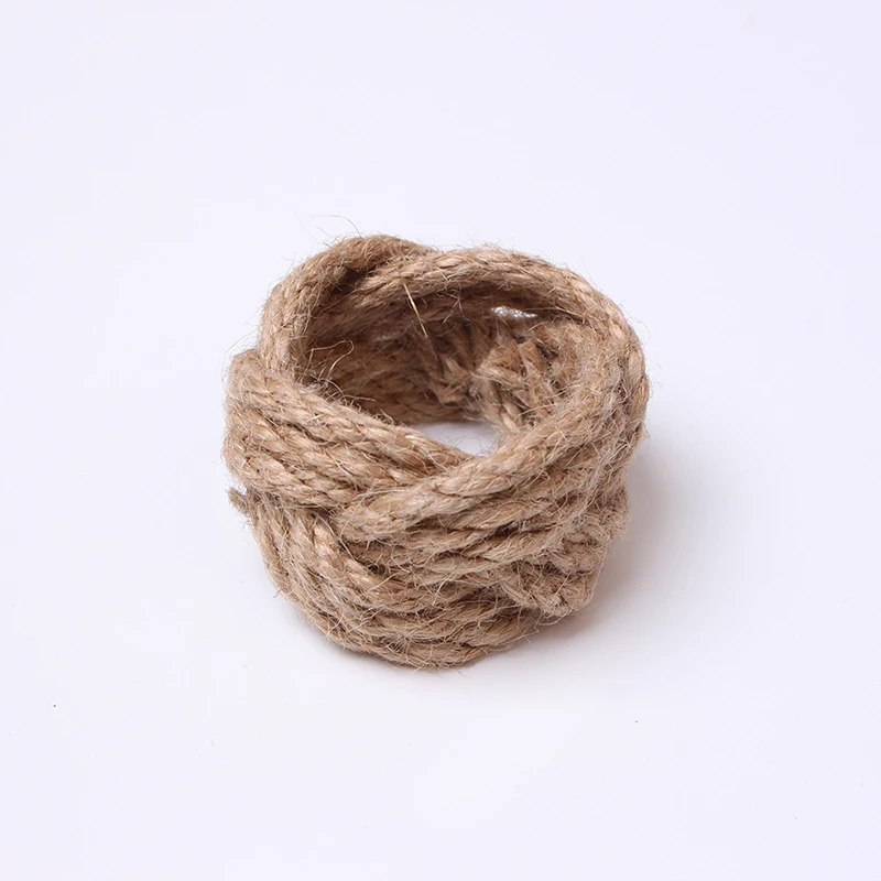 2/4/6Pcs Natural Burlap Napkin Ring Jute Rope Woven Napkin Buckles Holder Wedding Birthday Party Dinner Table Decoration Supply napkin ring