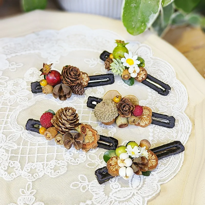 

Vintage Flower Haipins Hair Clip for Women Retro Plant Handmade Side Hair Clip Ornament Jewelry Accessories