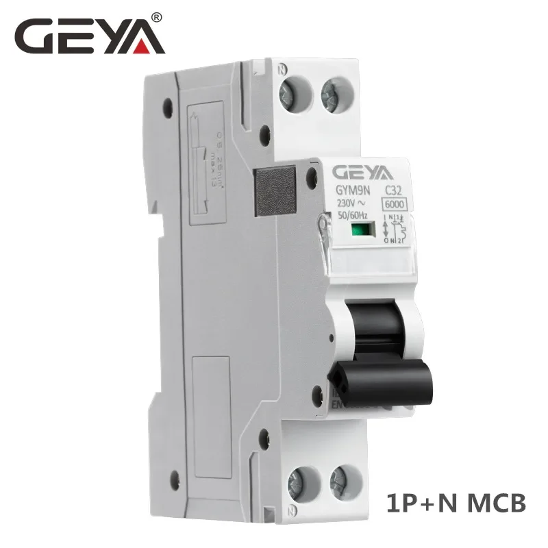 Circuit Breaker GEYA GYM9N 1P+N MCB 6A 10A 16A 20A 25A 32A 40A 220V Curve B Curve C AC Miniature Circuit Breakers 6KA DPNA