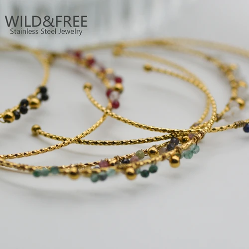 WILD & FREE Boho-여성을 위한 빈티지 컬러풀 비즈 팔찌, 골드 컬러 얇은 팔찌 참 유행 주얼리 5