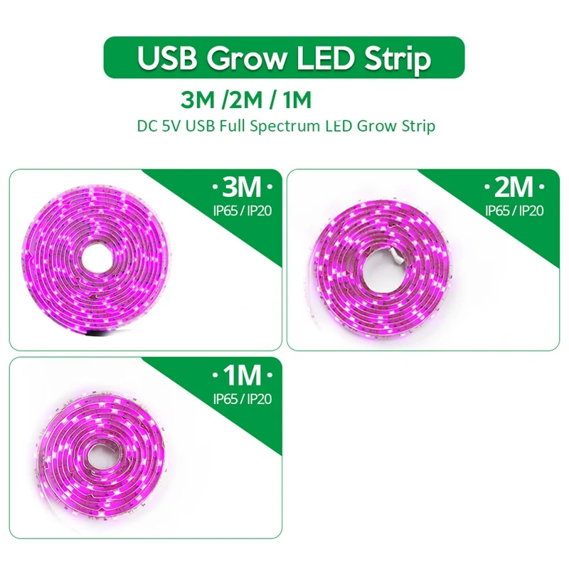뜨거운 LED 성장 조명 풀 스펙트럼, 5V USB 성장 조명 스트립, 2835 LED 식물 램프, 식물 온실 수경 재배