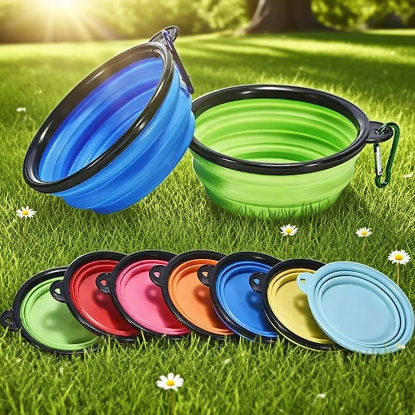 Dog Accessories Cuenco plegable para mascotas 350mL suministros para perros cuenco port&aacute;til viajes al aire libre