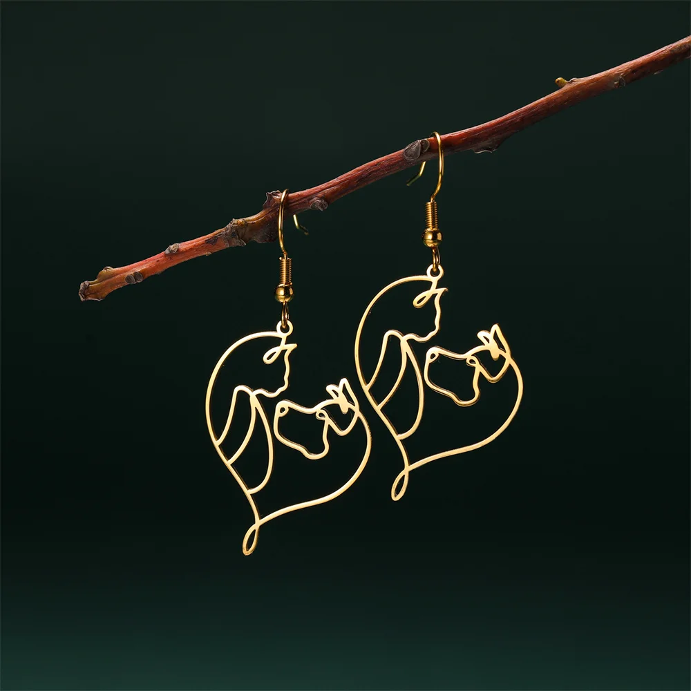 Cute Cat and Dog Dangle Earrings for Girls Stainless Steel Lovely Kitten Animal Drop Earring Fashion Jewelry - PeticaDeals