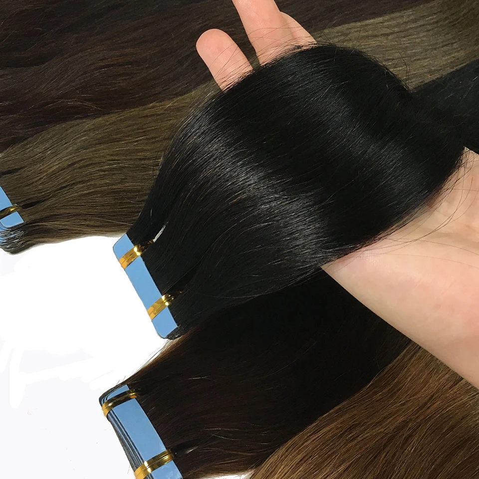 Tape In Human Hair Extensions 100% Remy Natural Human Hair 16-26 inch Straight Extensions Seamless Skin Weft Adhesive for Women