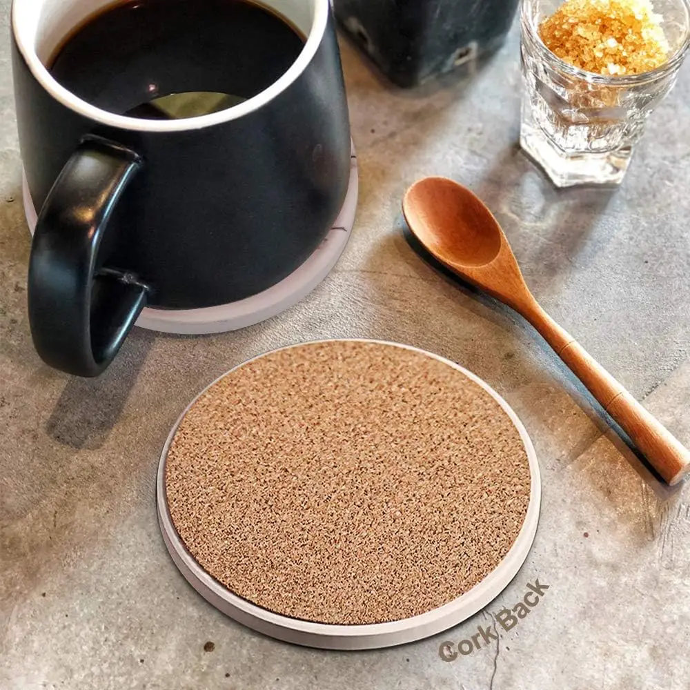 6 Pcs Ceramic Coasters Marble Style with Holder Absorbent Drink Coaster for Kinds of Cups Bar Kitchen Wooden Dining Table Decor