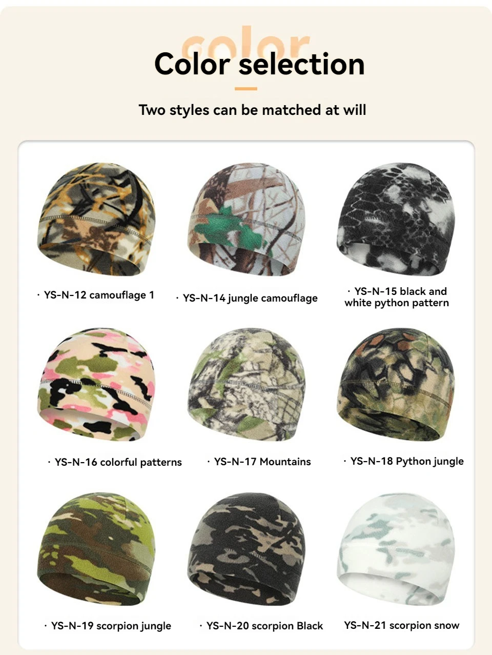 GTUBIKE Winter Radfahren Männer Polar Fleece Wärmer Mützen Camouflage Volle Gesicht Maske Warme Ohr Helm Liner Sport Ski Balaclava Cap – Detail 5