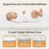 Baby Crib Headboard Shaker with Mattress and Soft Breathable Bed Sheet, Fully Mesh Side, 6 Adjustable Heights, 3 in 1 4